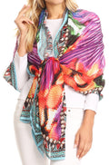 Sakkas Tuma Colorful Printed Lightweight Gauzy Scarf Shawl#color_17248-Multi-feather