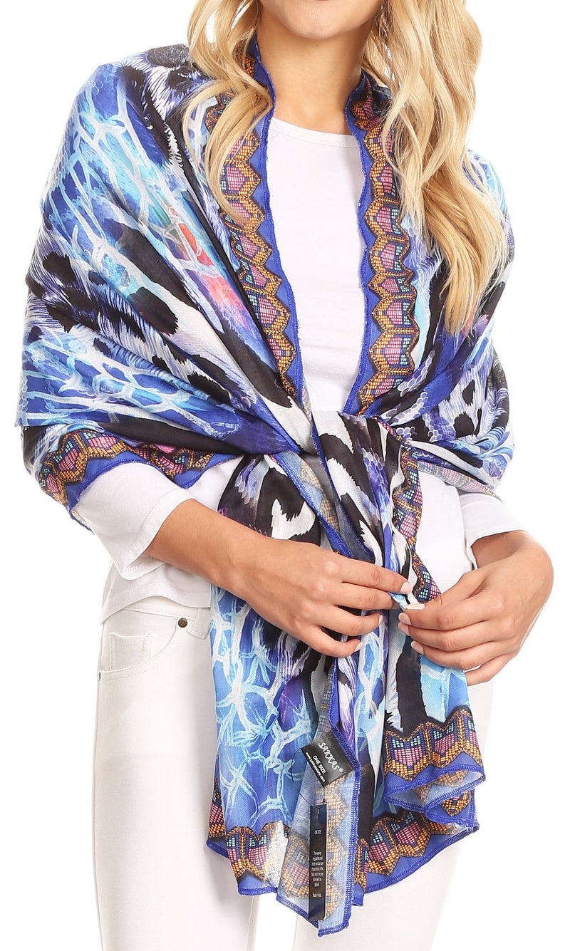 Sakkas Tuma Colorful Printed Lightweight Gauzy Scarf Shawl