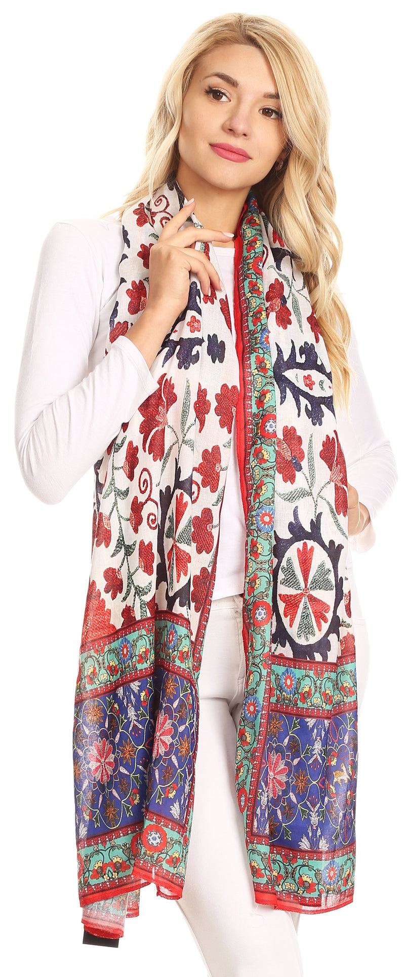 Sakkas Tuma Colorful Printed Lightweight Gauzy Scarf Shawl