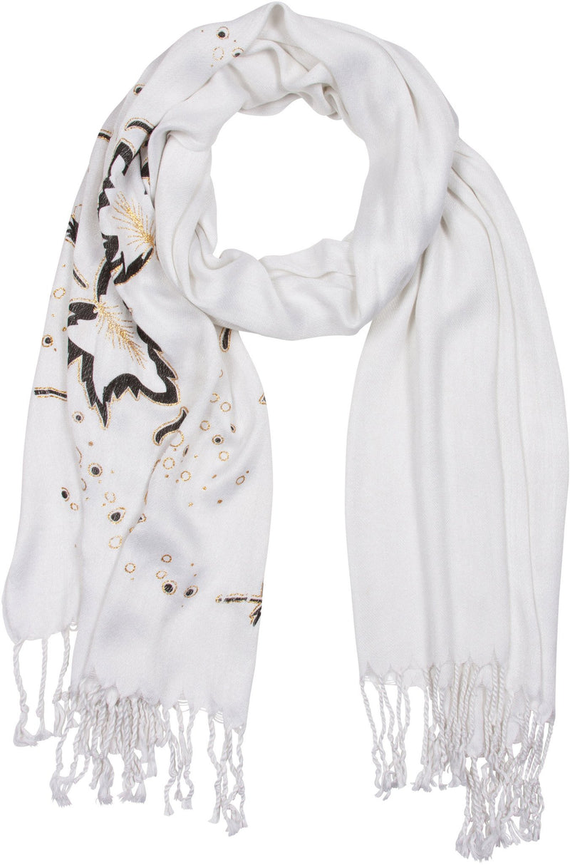 Sakkas Metallic Leaves Pashmina Scarf / Stole / Wrap / Shawl