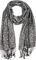 Sakkas Damask Pashmina Scarf / Stole / Wrap / Shawl#color_Charcoal Grey