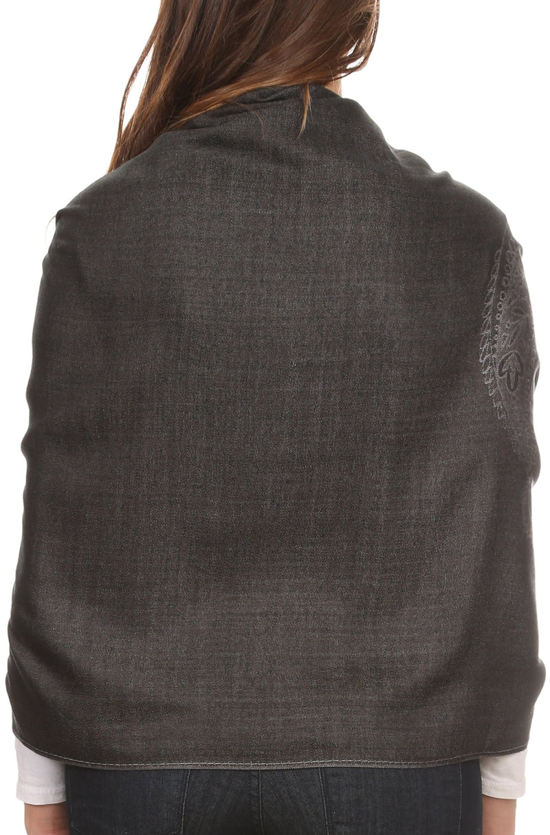 Sakkas Seily Long Extra Wide Fringe Paisley Patterned Pashmina Shawl / Scarf