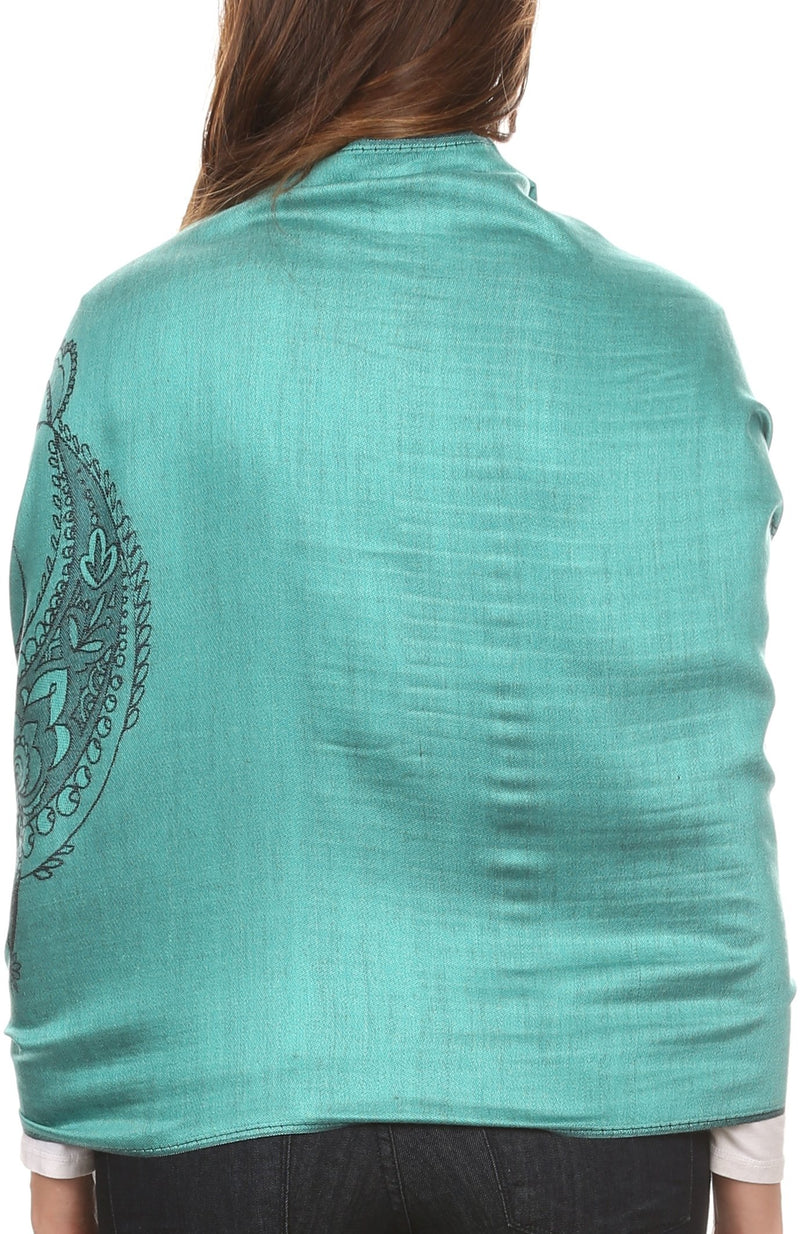 Sakkas Seily Long Extra Wide Fringe Paisley Patterned Pashmina Shawl / Scarf