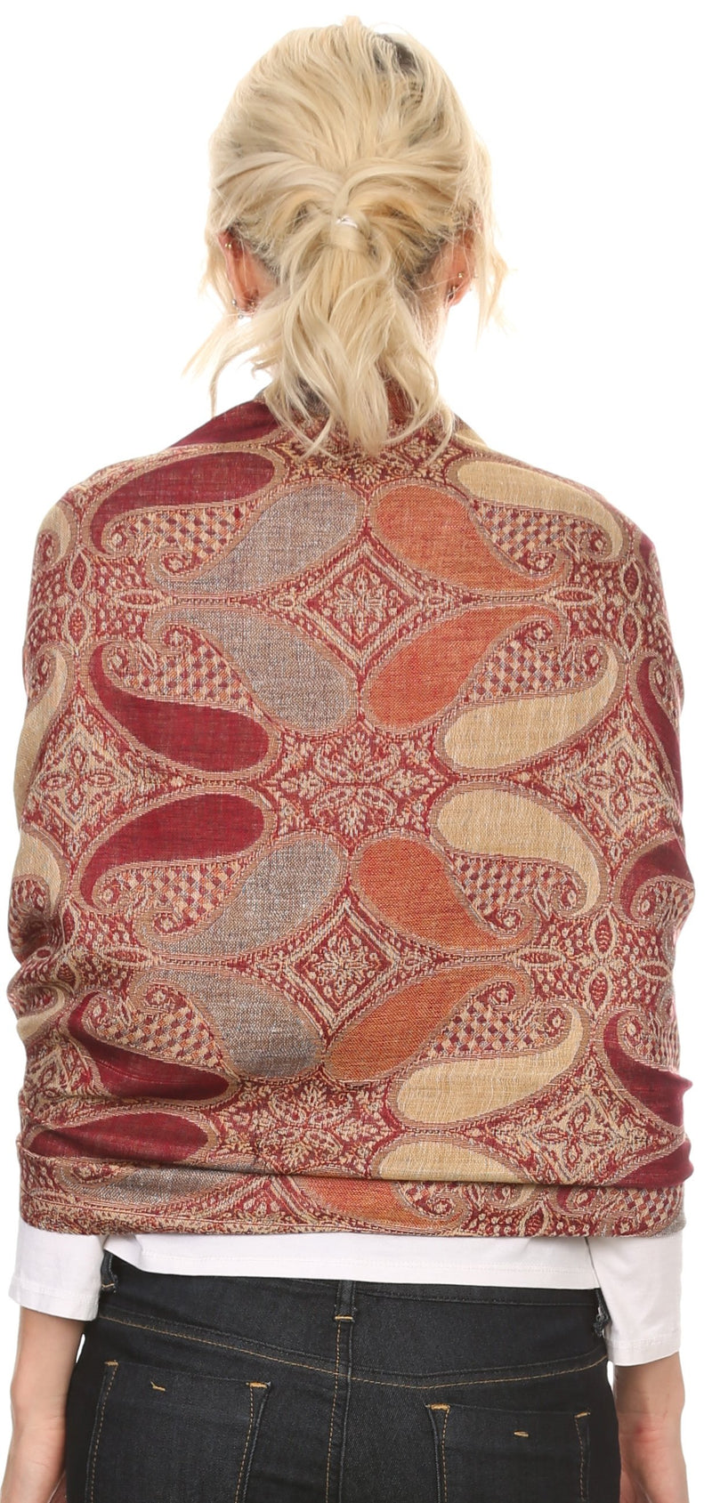 Sakkas Raeste Long Wide Tassel Multi Colored Paisley Pashmina Shawl / Wrap