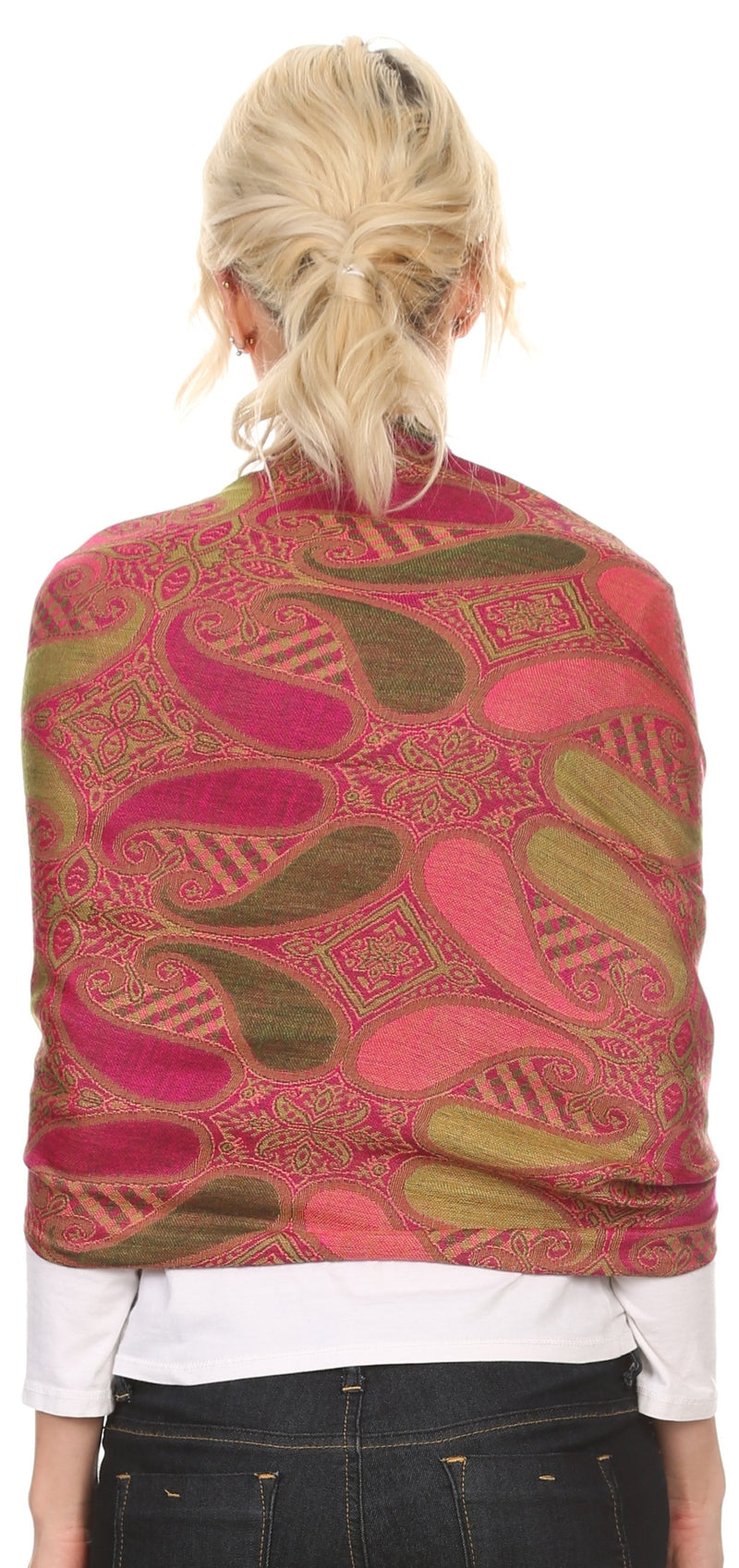 Sakkas Raeste Long Wide Tassel Multi Colored Paisley Pashmina Shawl / Wrap