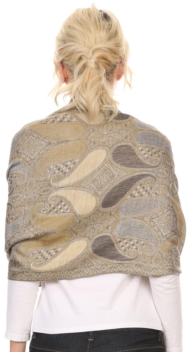 Sakkas Raeste Long Wide Tassel Multi Colored Paisley Pashmina Shawl / Wrap