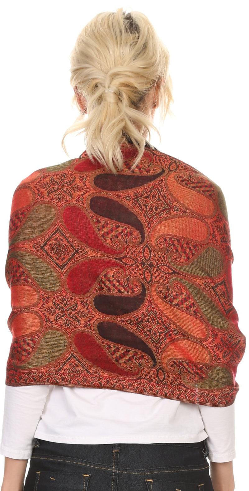 Sakkas Raeste Long Wide Tassel Multi Colored Paisley Pashmina Shawl / Wrap