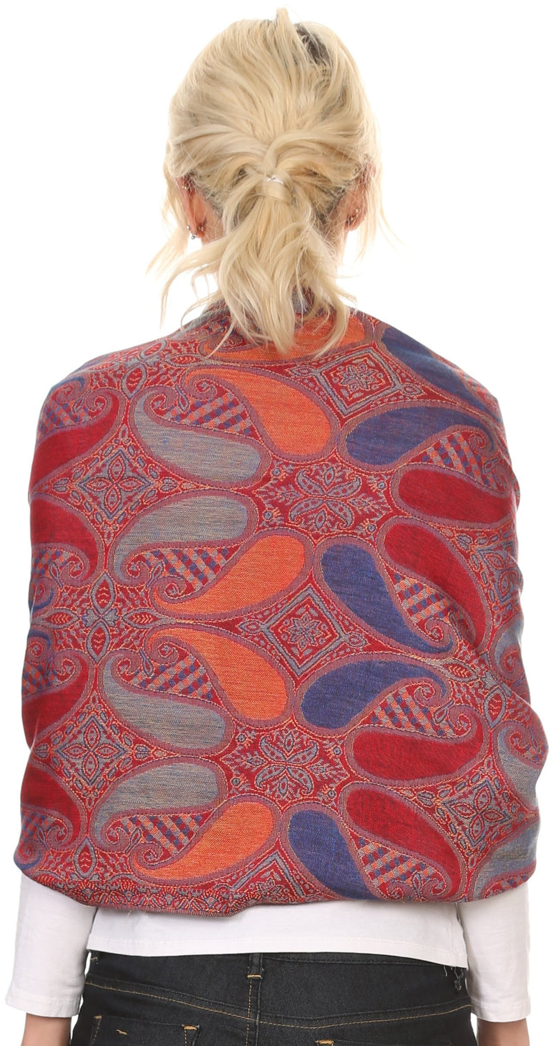 Sakkas Raeste Long Wide Tassel Multi Colored Paisley Pashmina Shawl / Wrap