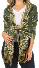 Sakkas Liua Long Wide Woven Patterned Design Multi Colored Pashmina Shawl / Scarf