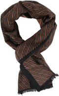 Sakkas Kopa Long Mid Weight Soft Fringe Patterned UniSex Cashmere Feel Scarf#color_Beige