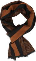 Sakkas Kopa Long Mid Weight Soft Fringe Patterned UniSex Cashmere Feel Scarf#color_Copper