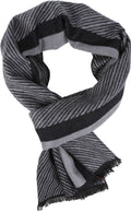 Sakkas Kopa Long Mid Weight Soft Fringe Patterned UniSex Cashmere Feel Scarf#color_SteelBlue