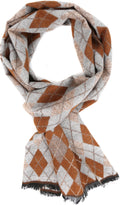 Sakkas Ezel Long Warm Argyle Patterned UniSex Cashmere Feel Scarf#color_Caramel