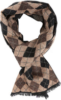 Sakkas Ezel Long Warm Argyle Patterned UniSex Cashmere Feel Scarf#color_Chocolate