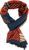 Sakkas Samna Long Stripe Patterned Warm UniSex Cashmere Feel Scarf#color_Brown/Orange