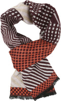 Sakkas Samna Long Stripe Patterned Warm UniSex Cashmere Feel Scarf#color_Brown/White