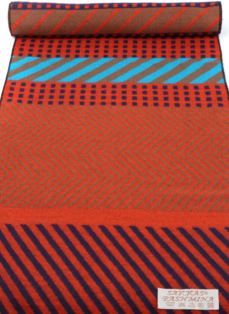 Sakkas Samna Long Stripe Patterned Warm UniSex Cashmere Feel Scarf