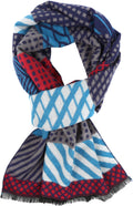 Sakkas Samna Long Stripe Patterned Warm UniSex Cashmere Feel Scarf#color_Red/Navy