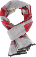 Sakkas Cayla Long Checker Box Lined Design Patterned UniSex Cashmere Feel Scarf#color_Red