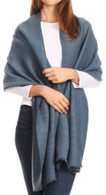 Sakkas Cara Pleated Crinkle Soft and Warm Shawl/ Wrap/ Stole#color_Turquoise