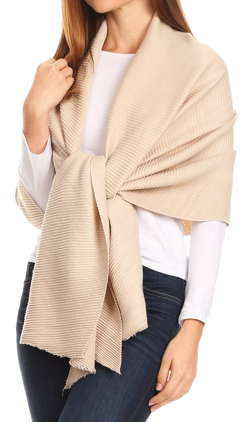 Sakkas Cara Pleated Crinkle Soft and Warm Shawl/ Wrap/ Stole