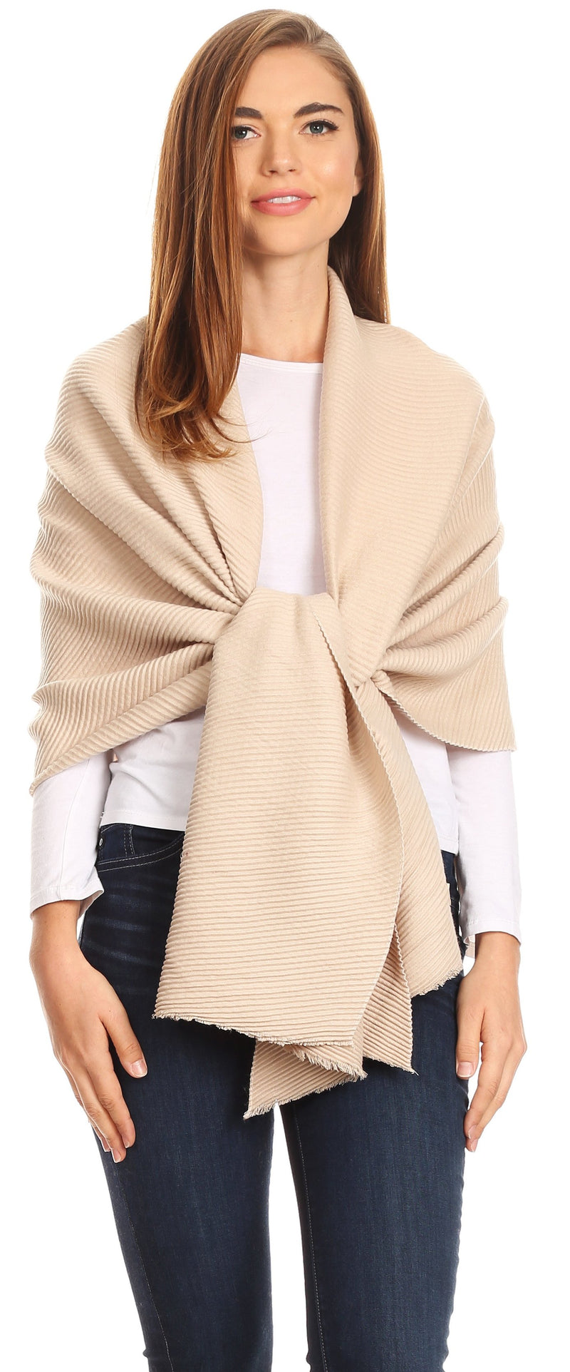 Sakkas Cara Pleated Crinkle Soft and Warm Shawl/ Wrap/ Stole