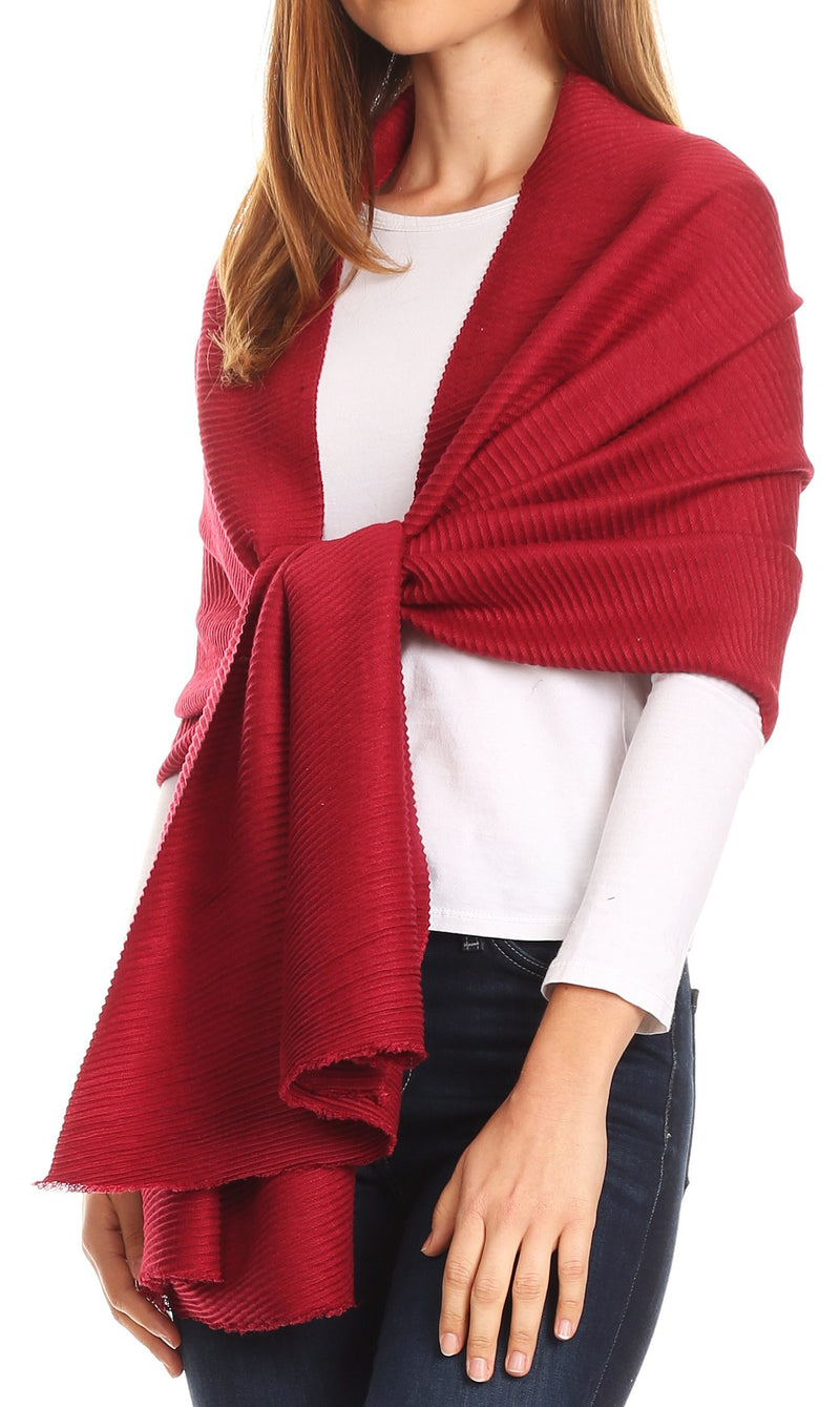 Sakkas Cara Pleated Crinkle Soft and Warm Shawl/ Wrap/ Stole