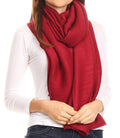 Sakkas Cara Pleated Crinkle Soft and Warm Shawl/ Wrap/ Stole#color_Burgundy