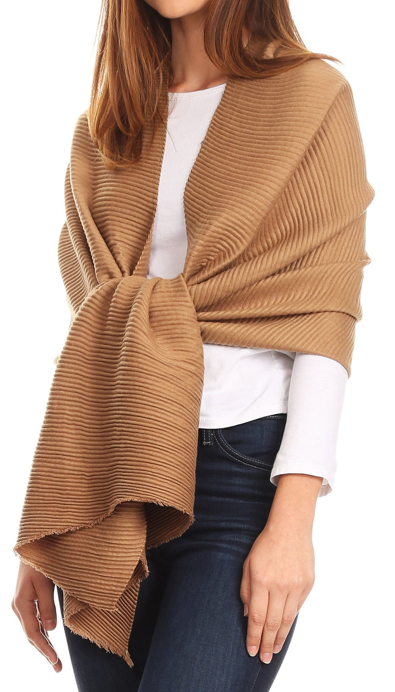 Sakkas Cara Pleated Crinkle Soft and Warm Shawl/ Wrap/ Stole