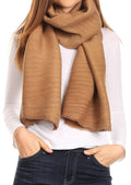 Sakkas Cara Pleated Crinkle Soft and Warm Shawl/ Wrap/ Stole#color_Camel