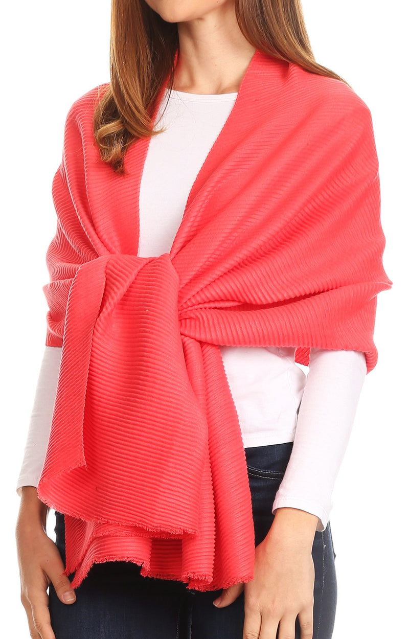 Sakkas Cara Pleated Crinkle Soft and Warm Shawl/ Wrap/ Stole