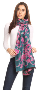 Sakkas Adele Floral Ornate Soft and Warm Pashmina Shawl Scarf Wrap Stole