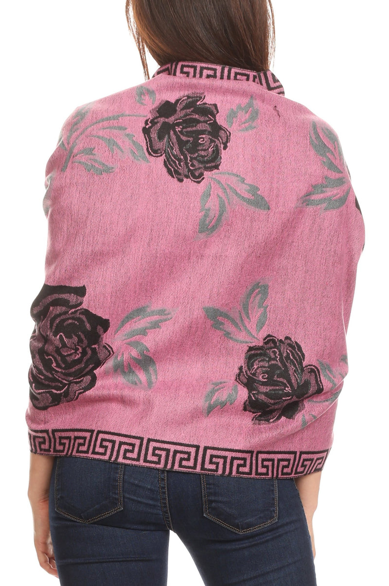 Sakkas Soffia Damask Rose Super Soft and Warm Pashmina Scarf Shawl Wrap Stole