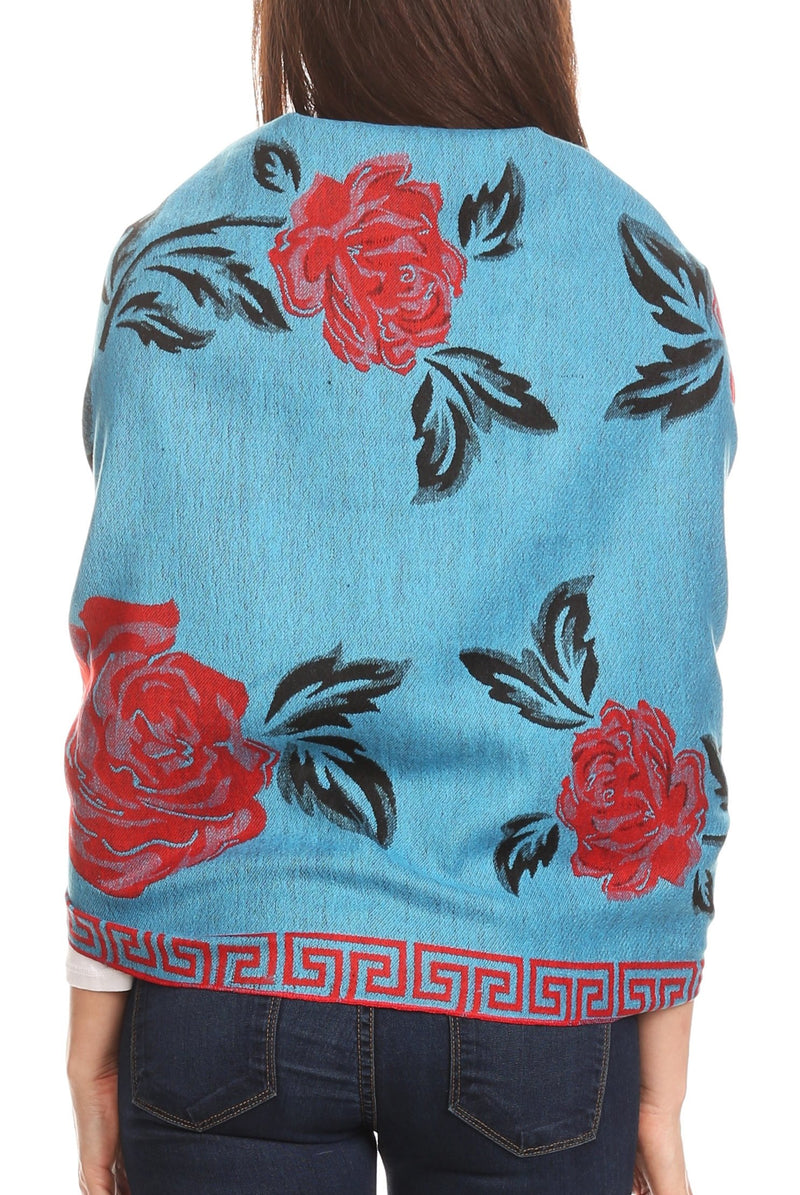 Sakkas Soffia Damask Rose Super Soft and Warm Pashmina Scarf Shawl Wrap Stole