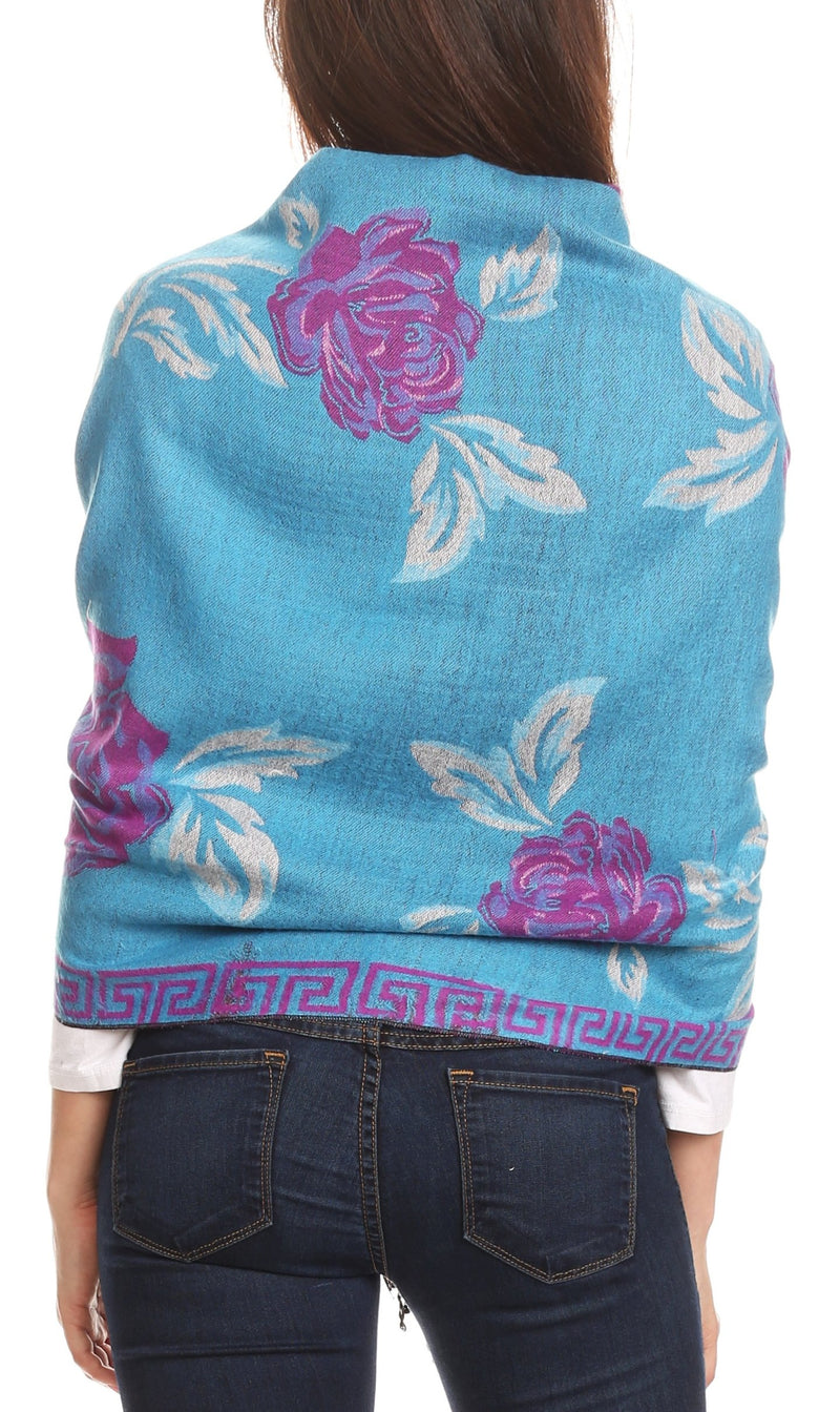 Sakkas Soffia Damask Rose Super Soft and Warm Pashmina Scarf Shawl Wrap Stole