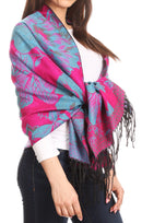 Sakkas Aurora Floral Rose Pashmina Scarf Shawl Wrap with Fringe Super Warm Soft