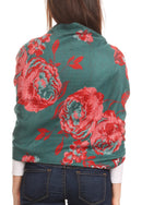 Sakkas Aurora Floral Rose Pashmina Scarf Shawl Wrap with Fringe Super Warm Soft