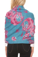 Sakkas Aurora Floral Rose Pashmina Scarf Shawl Wrap with Fringe Super Warm Soft