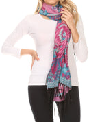 Sakkas Aurora Floral Rose Pashmina Scarf Shawl Wrap with Fringe Super Warm Soft