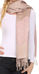 Sakkas Aubry dual colored ranunculus border soft Pashmina/ Shawl/ Wrap/ Stole