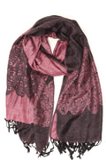 Sakkas Aubry dual colored ranunculus border soft Pashmina/ Shawl/ Wrap/ Stole#color_Pink