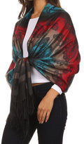 Sakkas Marley Ombre Striped Paisley Pashmina/ Shawl/ Wrap/ Stole#color_Red