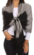 Sakkas Vicki Trendy Ombre Stripe Tie Dye Pashmina/ Shawl/ Wrap/ Stole#color_Black