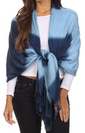 Sakkas Vicki Trendy Ombre Stripe Tie Dye Pashmina/ Shawl/ Wrap/ Stole#color_Blue