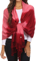 Sakkas Vicki Trendy Ombre Stripe Tie Dye Pashmina/ Shawl/ Wrap/ Stole#color_Crimson