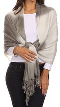 Sakkas Vicki Trendy Ombre Stripe Tie Dye Pashmina/ Shawl/ Wrap/ Stole#color_Grey