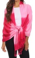 Sakkas Vicki Trendy Ombre Stripe Tie Dye Pashmina/ Shawl/ Wrap/ Stole#color_Pink