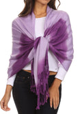 Sakkas Vicki Trendy Ombre Stripe Tie Dye Pashmina/ Shawl/ Wrap/ Stole#color_Purple