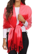 Sakkas Vicki Trendy Ombre Stripe Tie Dye Pashmina/ Shawl/ Wrap/ Stole#color_Red