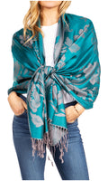 Sakkas Tawny Reversible Butterfly Pashmina/ Shawl/ Wrap/ Stole#color_Aqua